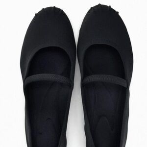 Zara black satin ballerinas